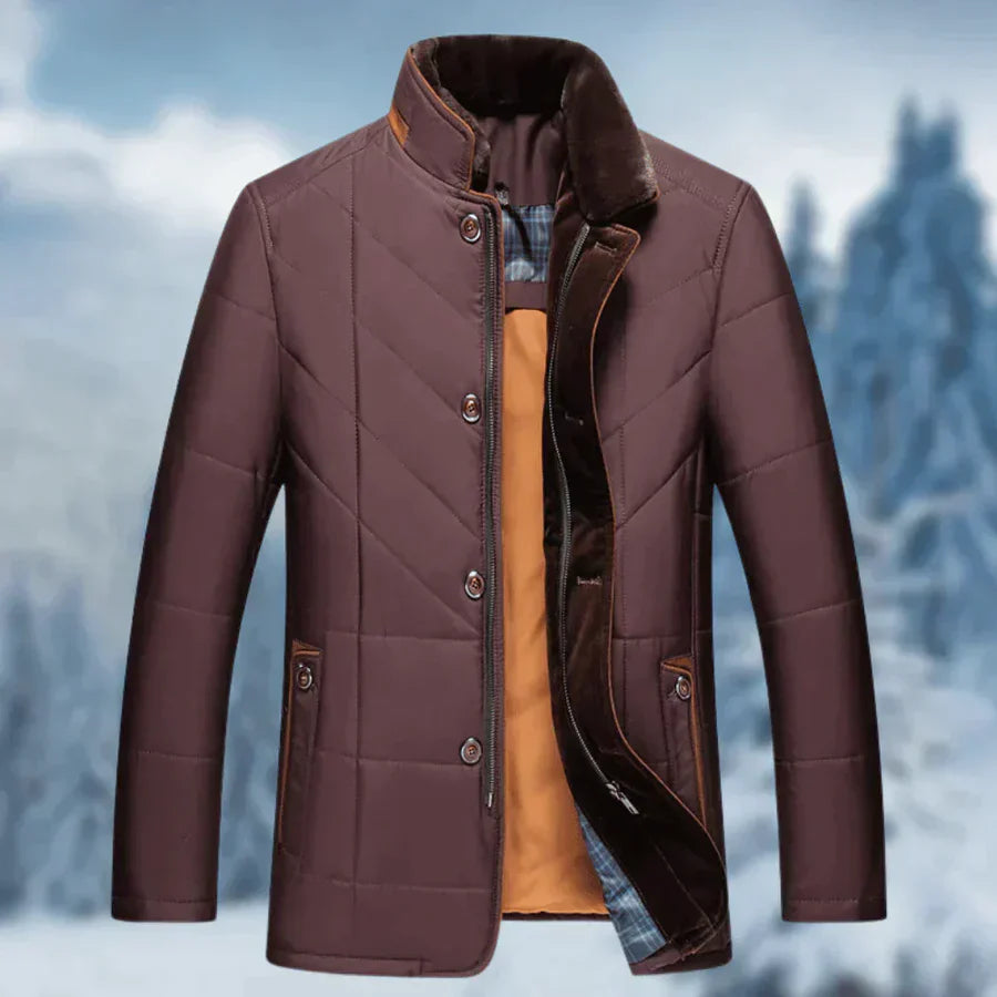 Nathan Giacca Invernale Herren Slim Fit – Elegante Jacke mit Stehkragen und Wildleder-Effekt-Details