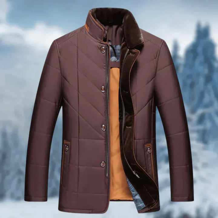 Nathan Giacca Invernale Herren Slim Fit – Elegante Jacke mit Stehkragen und Wildleder-Effekt-Details