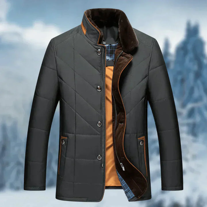 Nathan Giacca Invernale Herren Slim Fit – Elegante Jacke mit Stehkragen und Wildleder-Effekt-Details