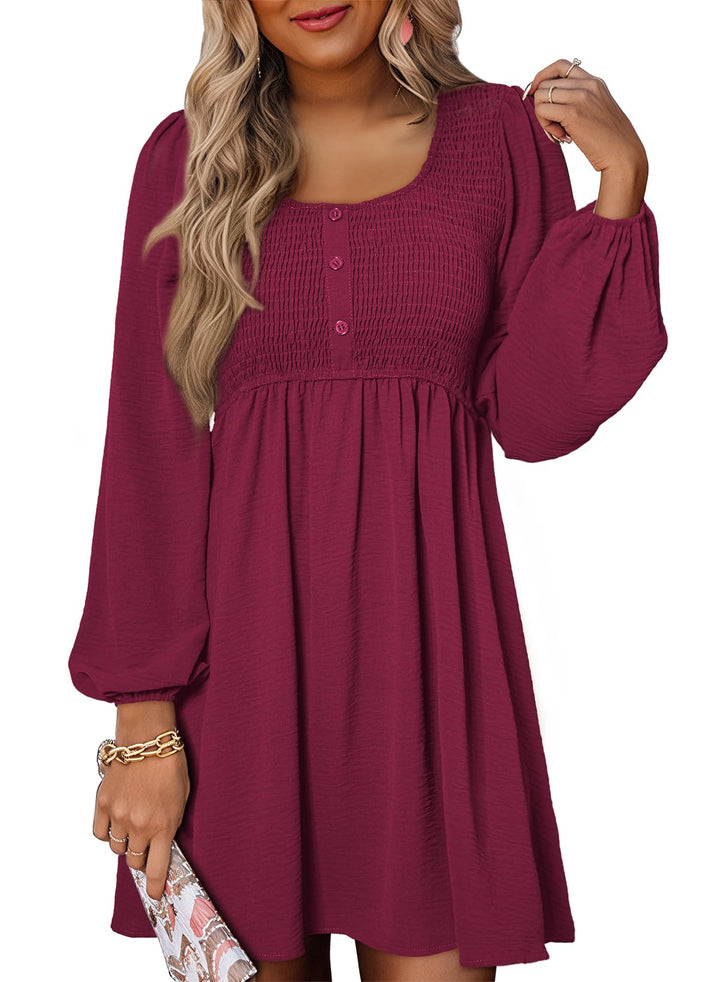 Elara Robe Midi Femme – Manches Longues, Col Rond & Coupe A en Mousseline Élégante