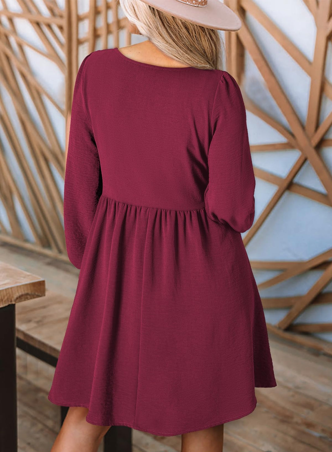 Elara Robe Midi Femme – Manches Longues, Col Rond & Coupe A en Mousseline Élégante