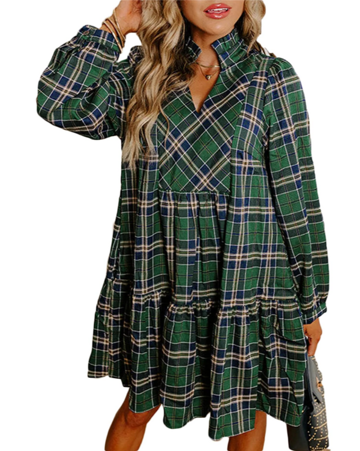 Aaliyah Mini Boho šaty pro ženy – výstřih do V, 3/4 rukávy a babydoll šaty s volánky