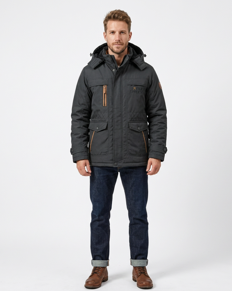 Alessandro Veste Homme Hiver – Capuche Amovible, Poches Multiples, Veste Outdoor