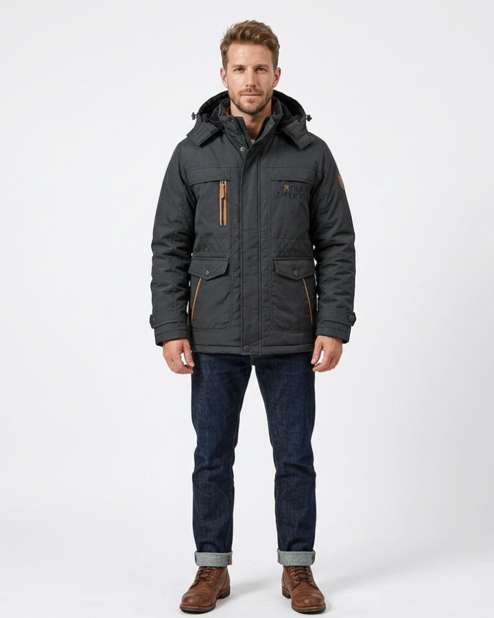 Alessandro Veste Homme Hiver – Capuche Amovible, Poches Multiples, Veste Outdoor