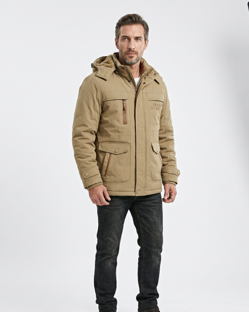 Alessandro Veste Homme Hiver – Capuche Amovible, Poches Multiples, Veste Outdoor