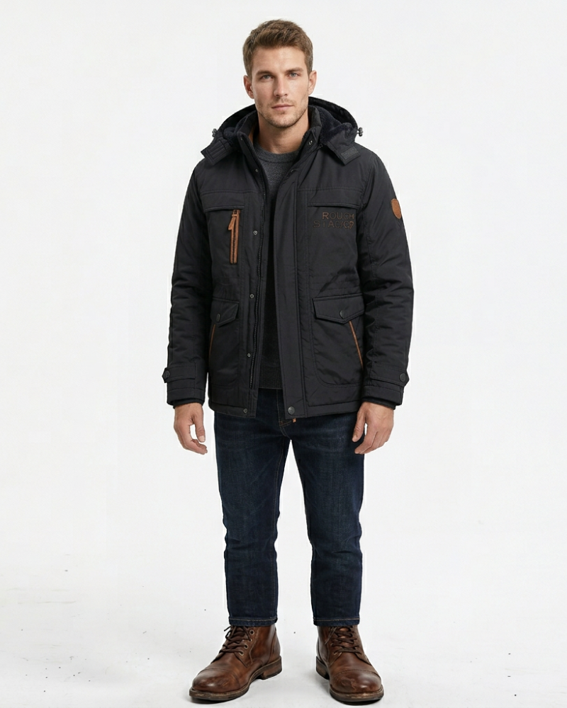 Alessandro Veste Homme Hiver – Capuche Amovible, Poches Multiples, Veste Outdoor