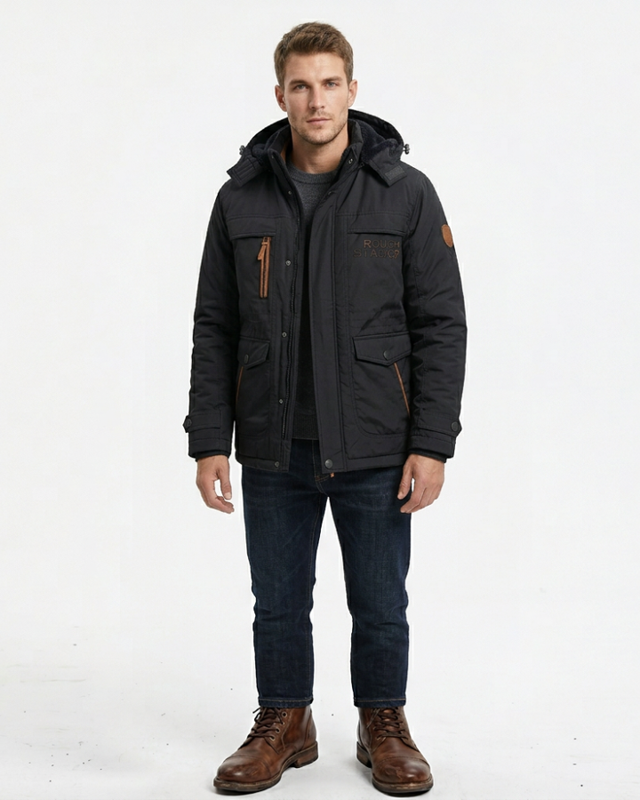 Alessandro Veste Homme Hiver – Capuche Amovible, Poches Multiples, Veste Outdoor