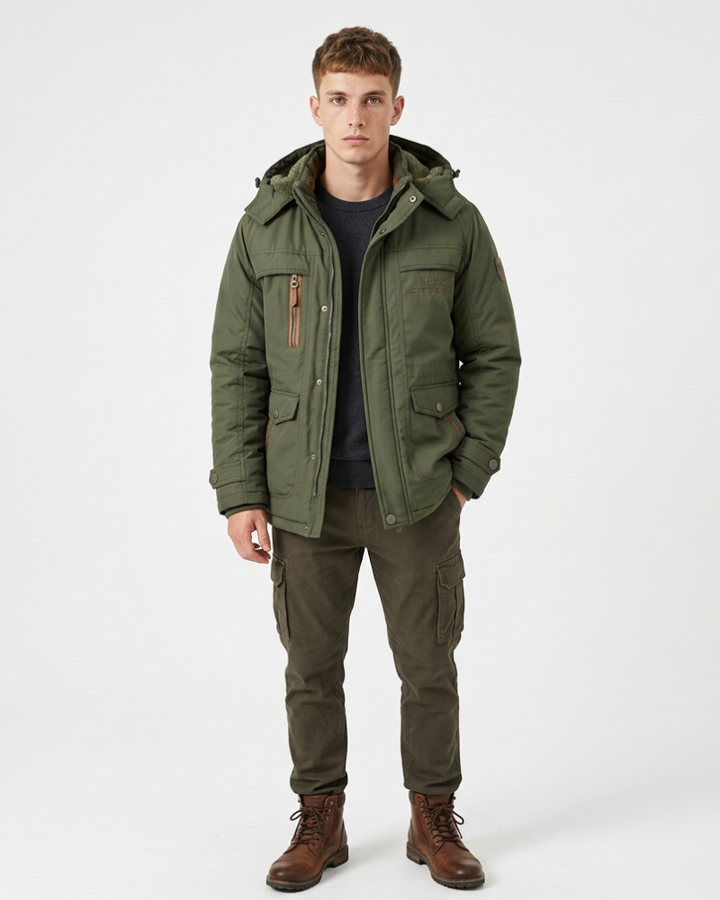 Alessandro Veste Homme Hiver – Capuche Amovible, Poches Multiples, Veste Outdoor