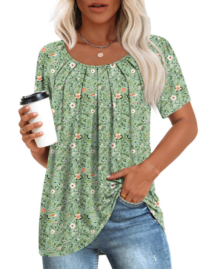 Alona Tunica Donna – Golf, Krótkie Rękawy i Plisowany Top Casual Comfort