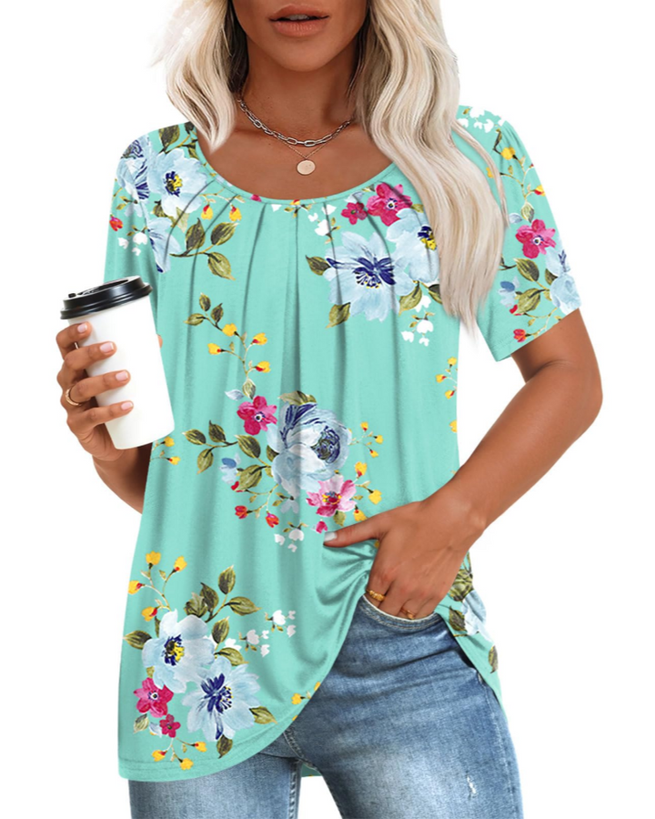 Alona Tunica Donna – Golf, Krótkie Rękawy i Plisowany Top Casual Comfort