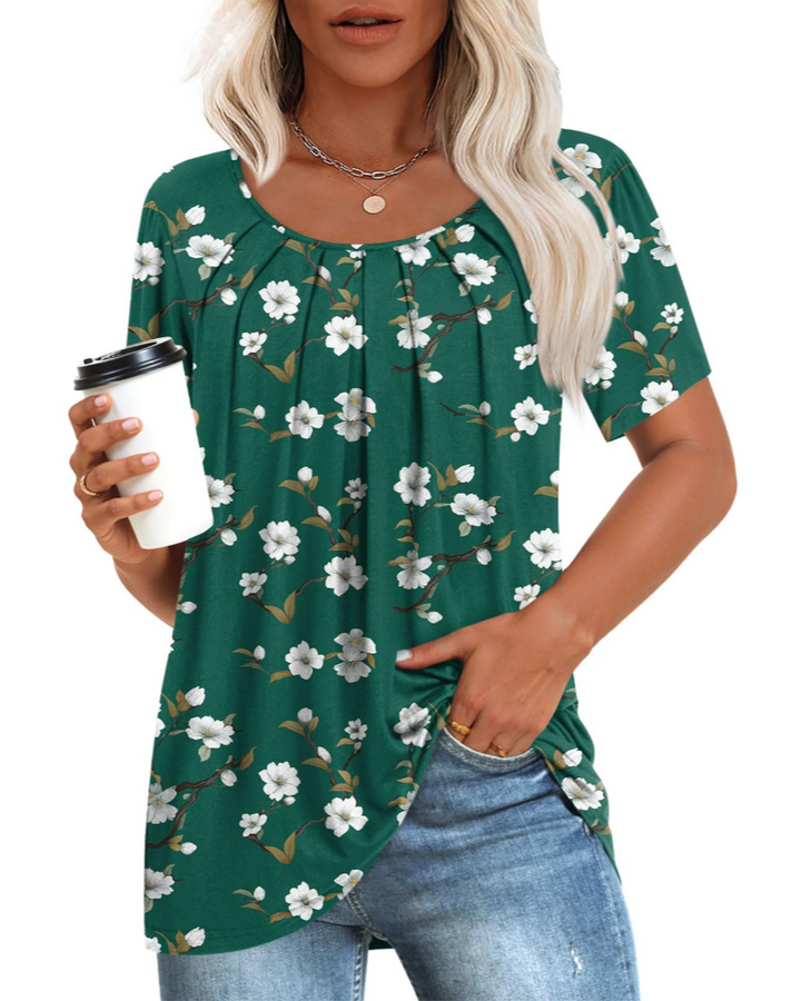 Alona Tunica Donna – Golf, Krótkie Rękawy i Plisowany Top Casual Comfort