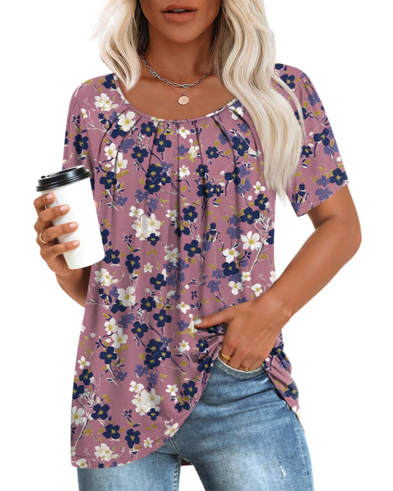 Alona Tunica Donna – Golf, Krótkie Rękawy i Plisowany Top Casual Comfort