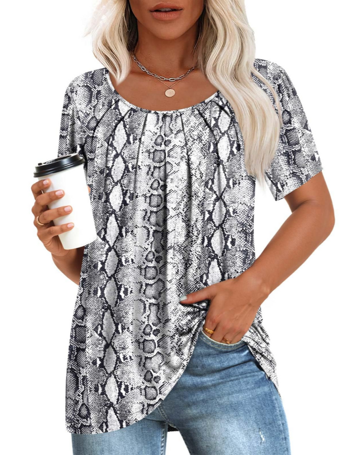 Alona Tunica Donna – Golf, Krótkie Rękawy i Plisowany Top Casual Comfort