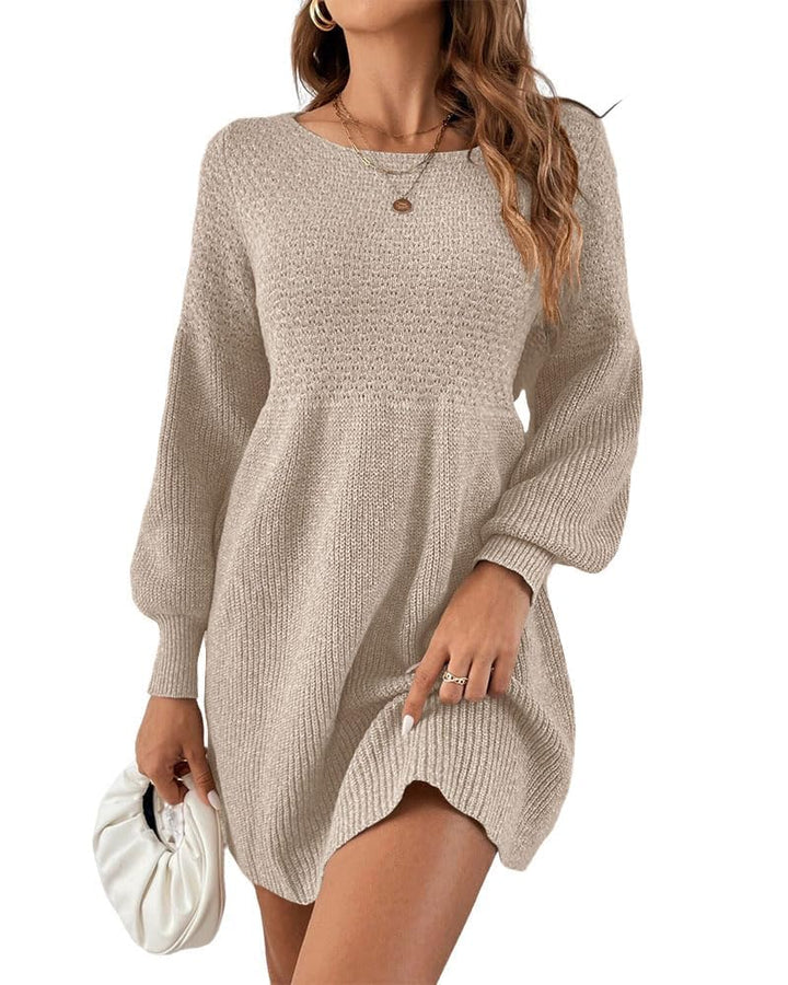Scottie Vestito Maglia Donna – Maniche a Sbuffo, Vita Alta & Mini A-Line Elegante