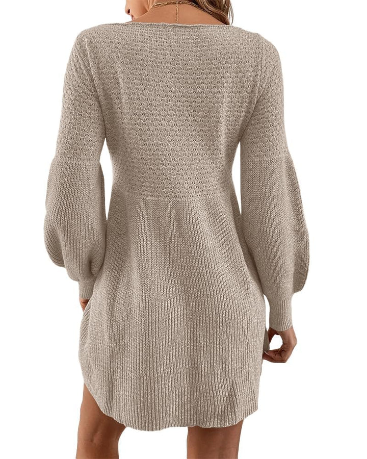 Scottie Vestito Maglia Donna – Maniche a Sbuffo, Vita Alta & Mini A-Line Elegante