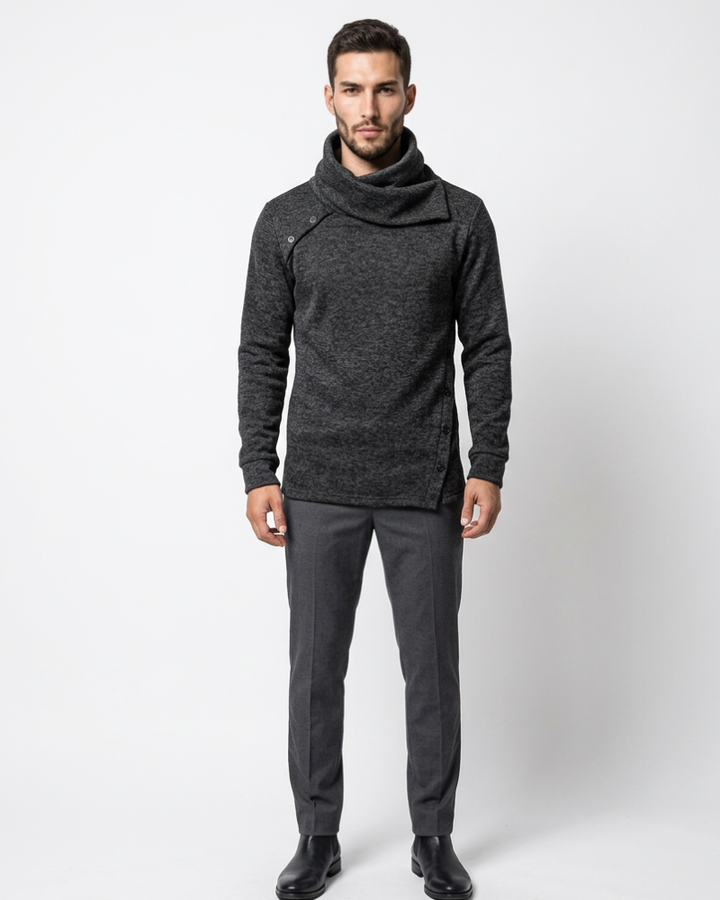 Pulover Archer pentru bărbați cu guler înalt – mâneci lungi, croială regulară, pulover de iarnă