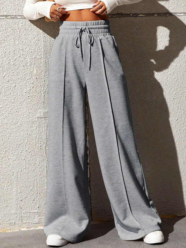 Pantaloni de trening casual cu talie înaltă pentru femei | Cu buzunare