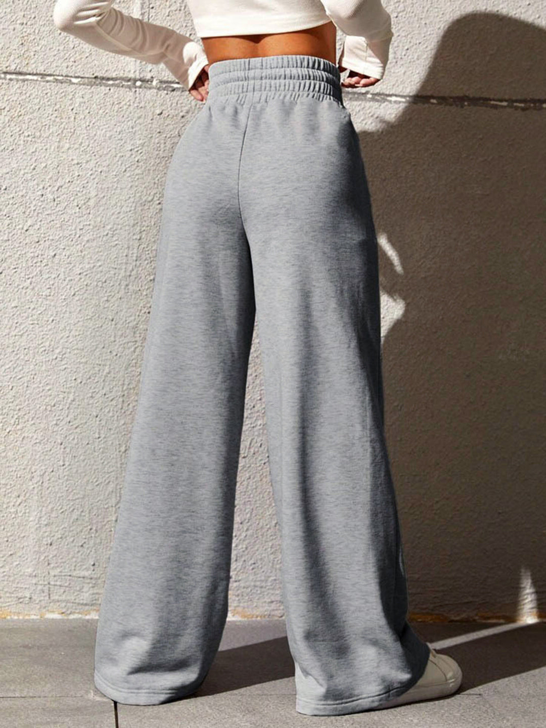 Pantaloni de trening casual cu talie înaltă pentru femei | Cu buzunare