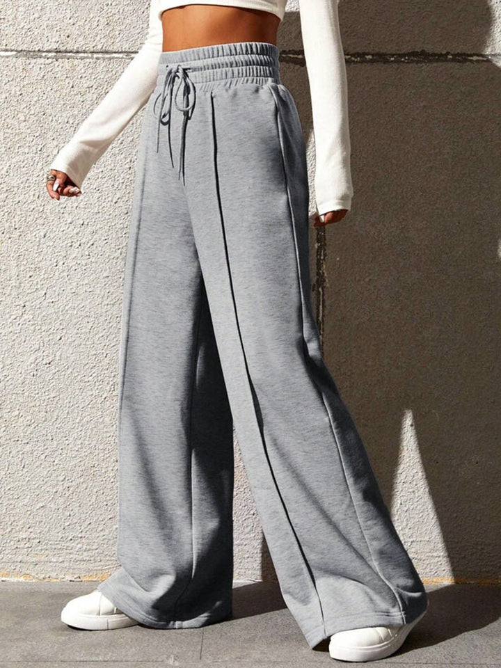 Pantaloni de trening casual cu talie înaltă pentru femei | Cu buzunare