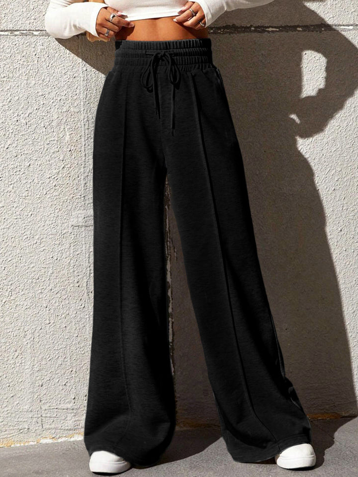 Pantaloni de trening casual cu talie înaltă pentru femei | Cu buzunare