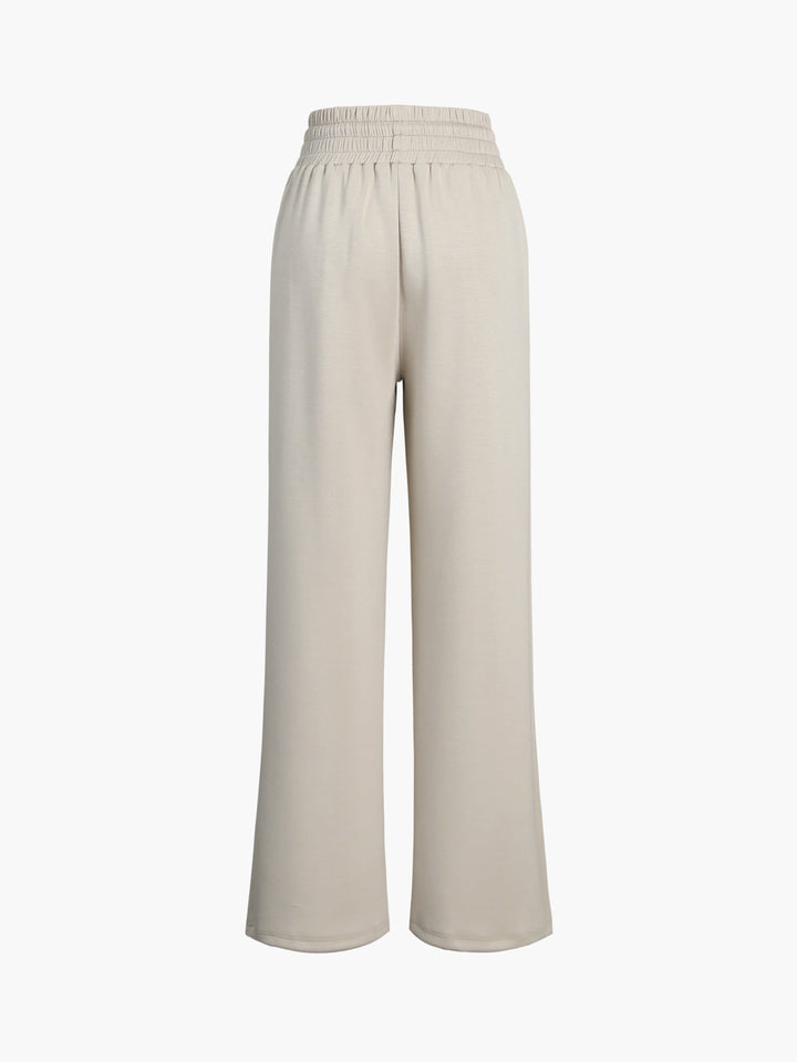Pantaloni de trening casual cu talie înaltă pentru femei | Cu buzunare
