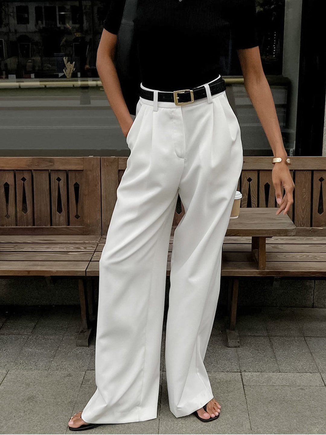 Pantaloni de damă cu talie înaltă | Lungime completă