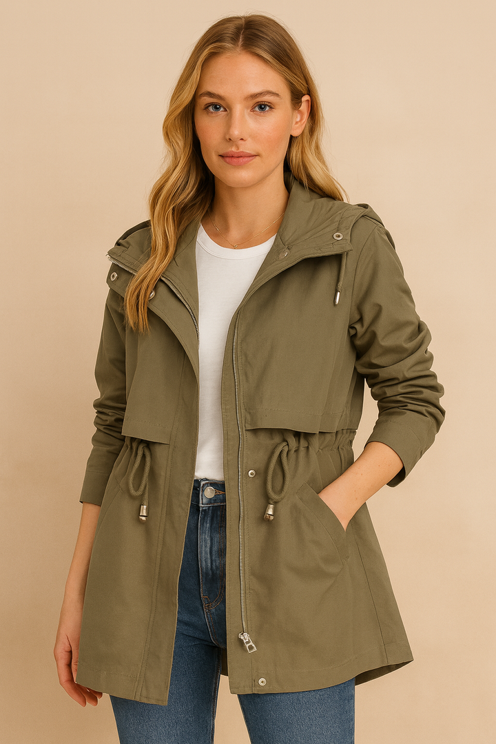 Sienna dámská parka Casual s kapucí – lehká bunda s nastavitelným pasem a moderním střihem