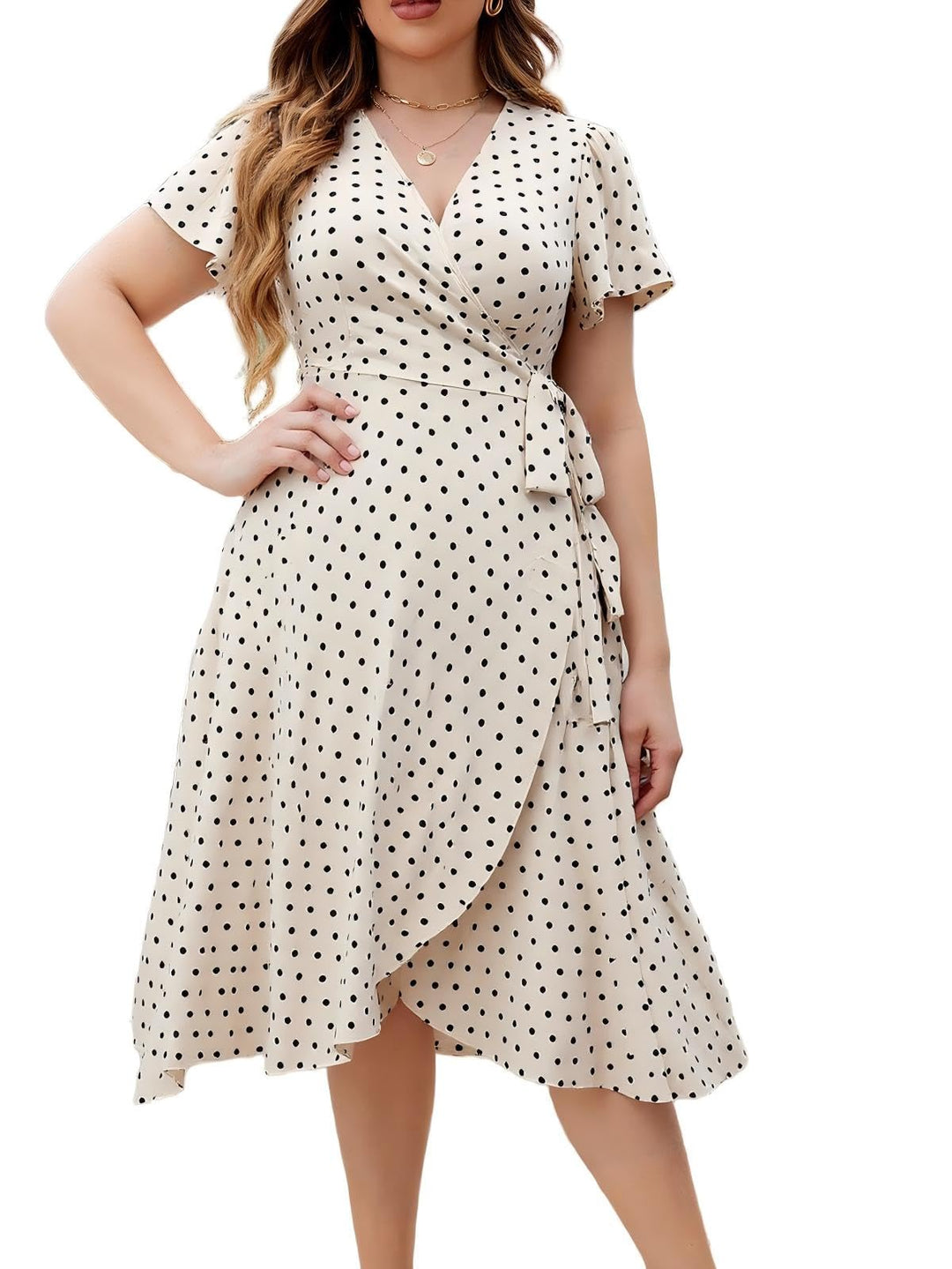 Valeria Maxi Kjole til Kvinder Curvy – Boho A-formet, Høj Talje & Korte Sommerærmer