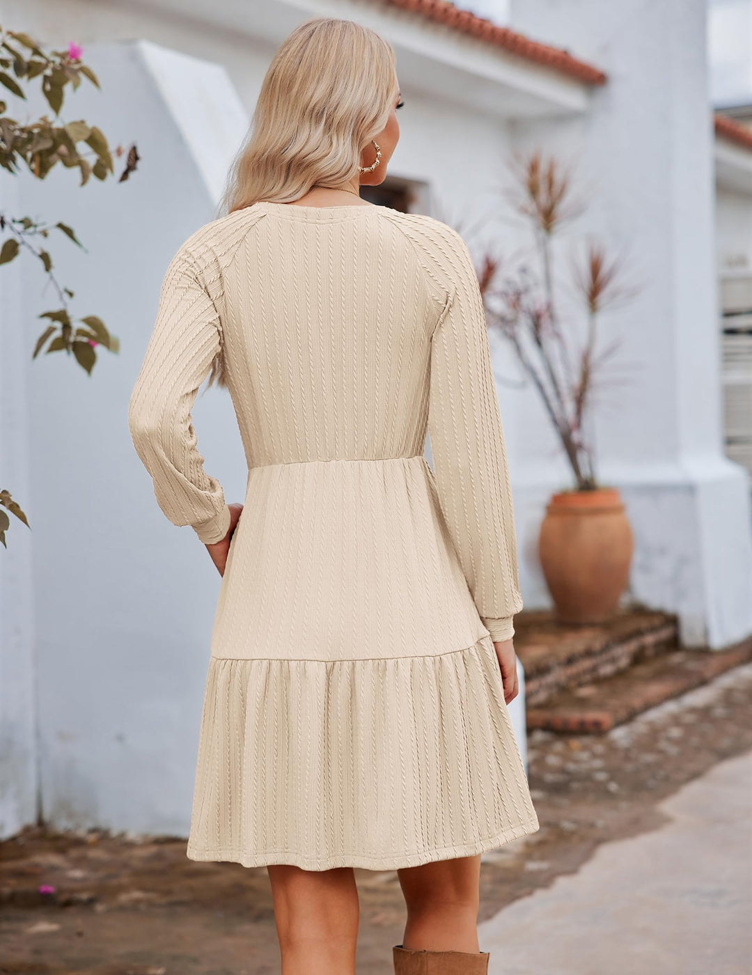 Zephyra Vestito in Maglia Donna – Scollo a V, Maniche Lunghe & A-Line con Tasche
