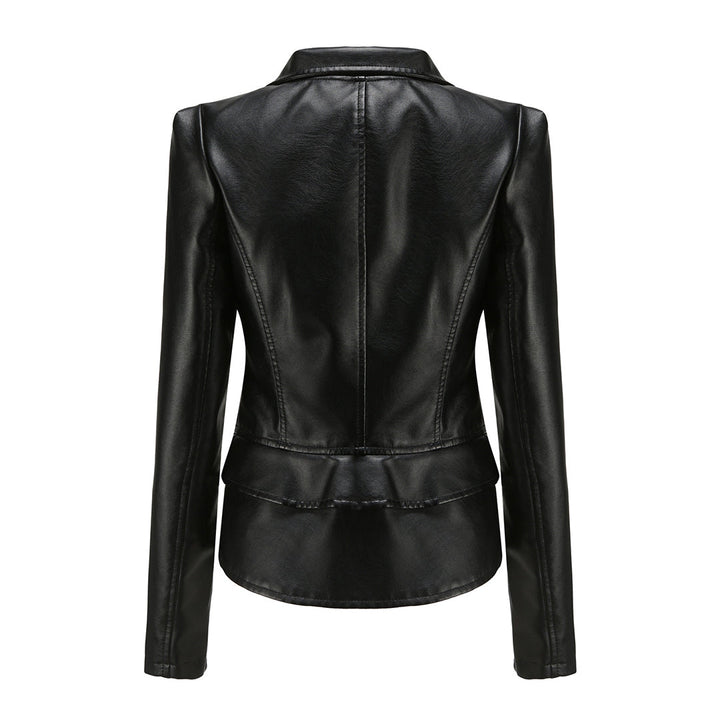 Giacca In Pelle Alla Moda A Maniche Lunghe Per Donna | Dettaglio Zip