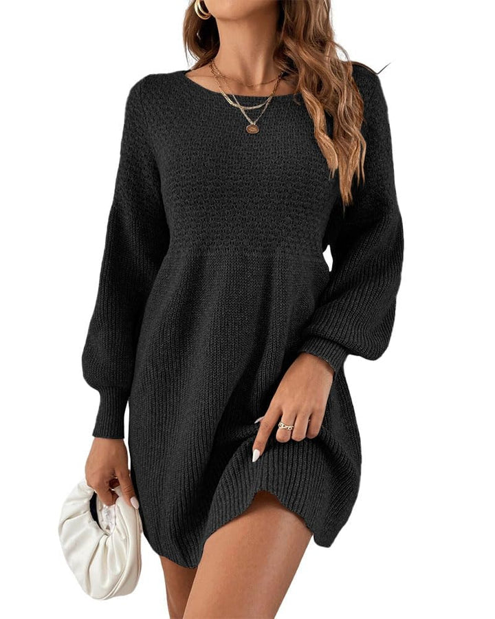 Scottie Vestito Maglia Donna – Maniche a Sbuffo, Vita Alta & Mini A-Line Elegante