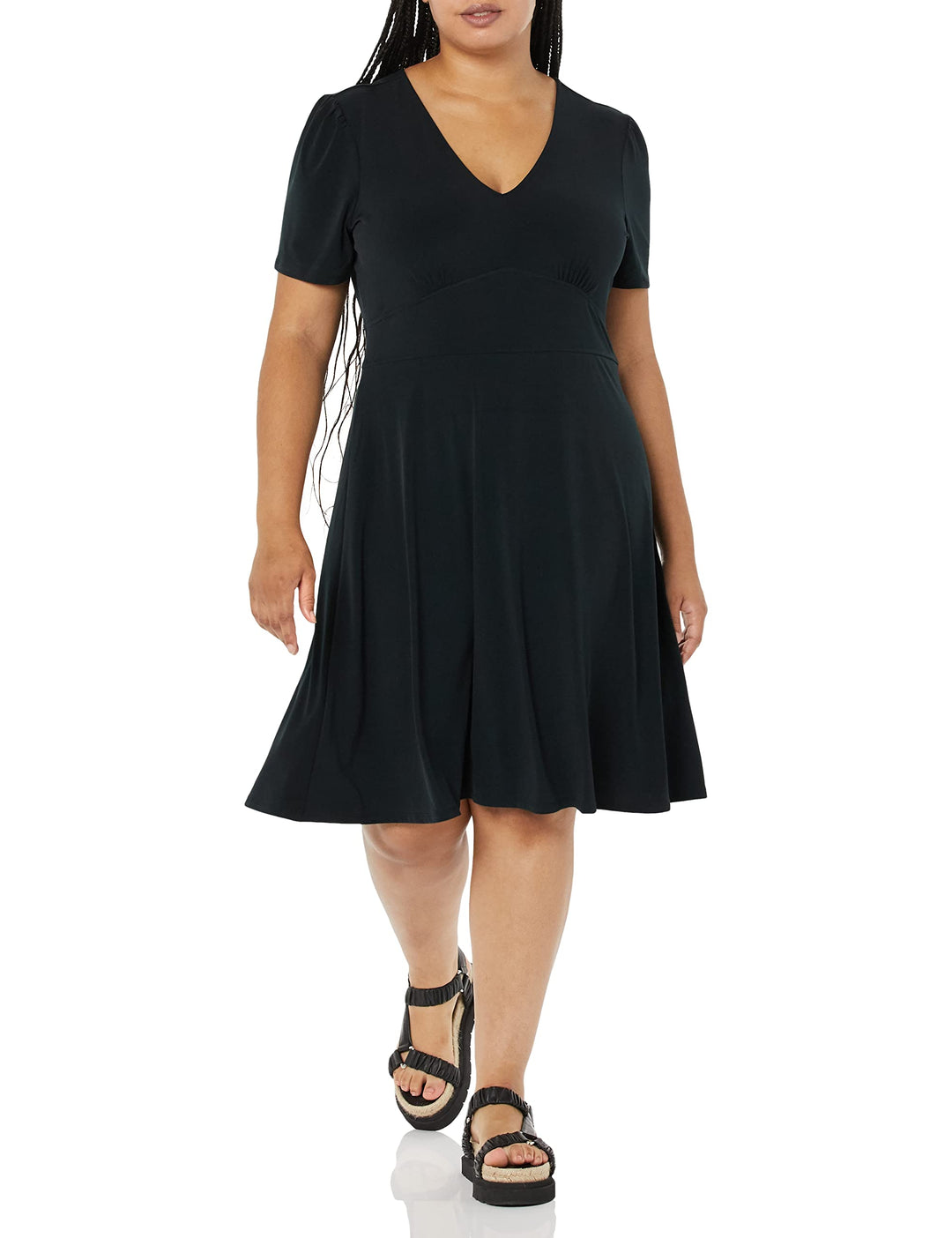 Novaria Vestito Donna Fit & Flare – Scollo a V, Jersey Elasticizzato & A-Line Floreale
