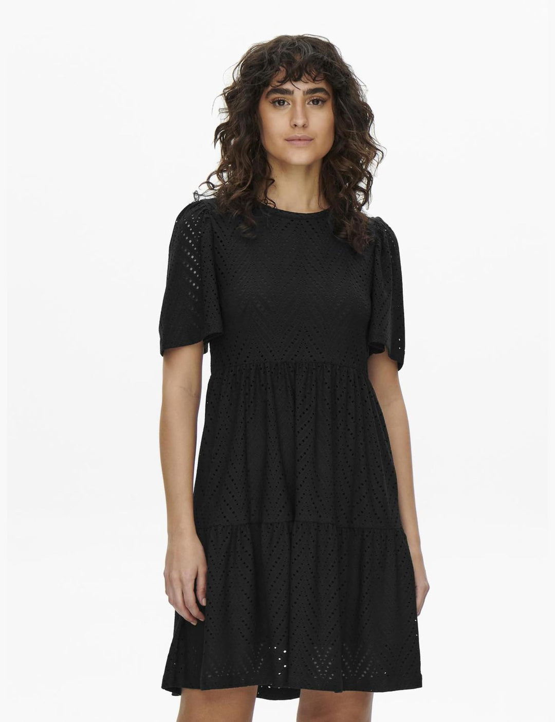 Althea Vestito Mini Donna – Maniche Corte, Motivo Traforato & A-Line Estivo