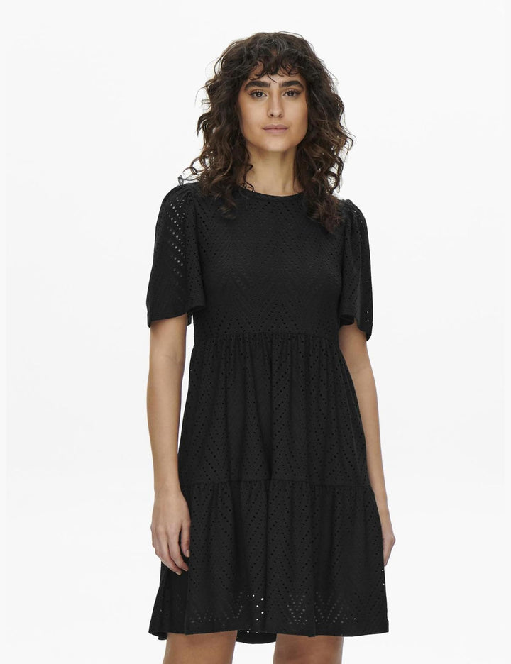 Althea Vestito Mini Donna – Maniche Corte, Motivo Traforato & A-Line Estivo