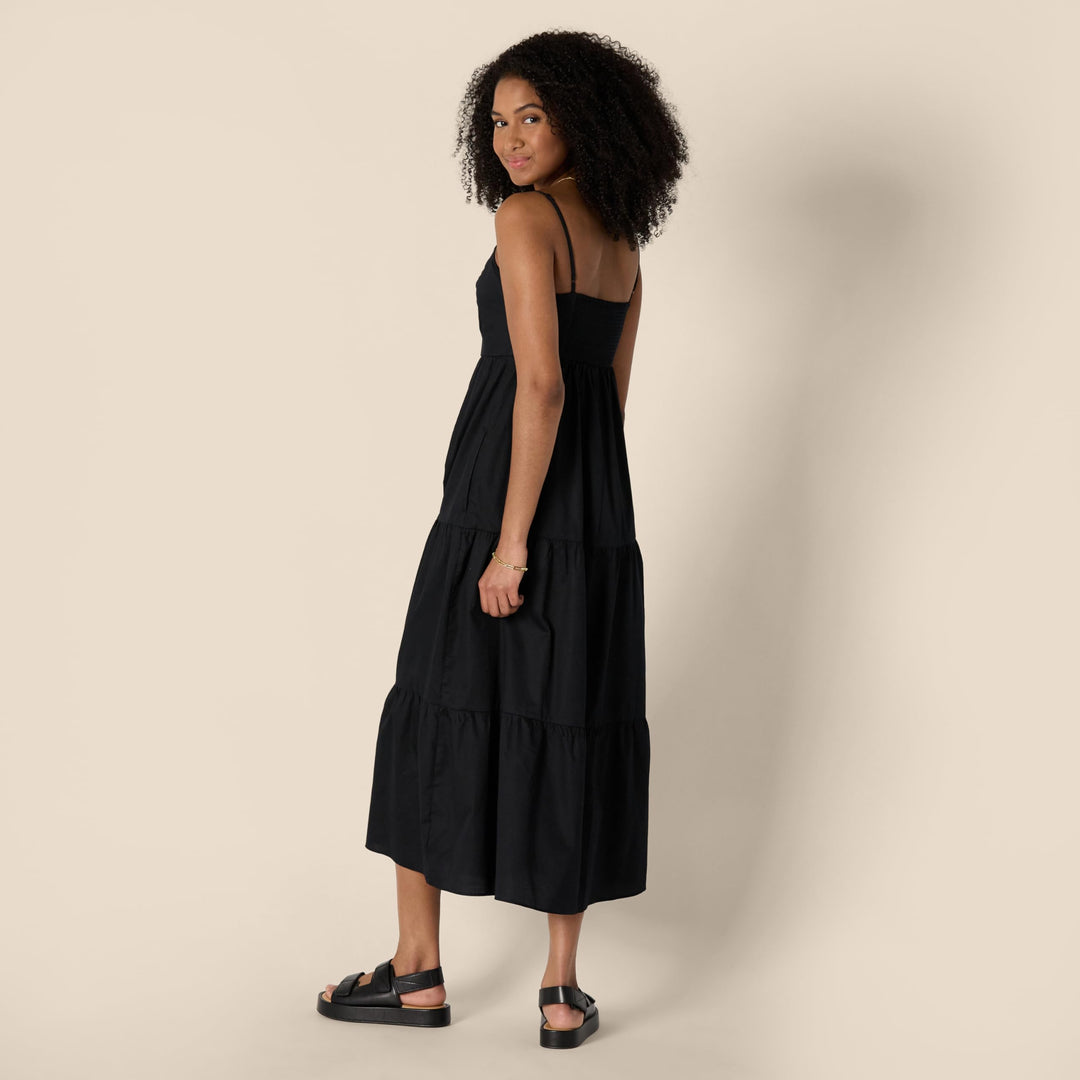 Delyth Maxikleid Damen – V-Ausschnitt, Verstellbare Träger & A-Linie mit Volants