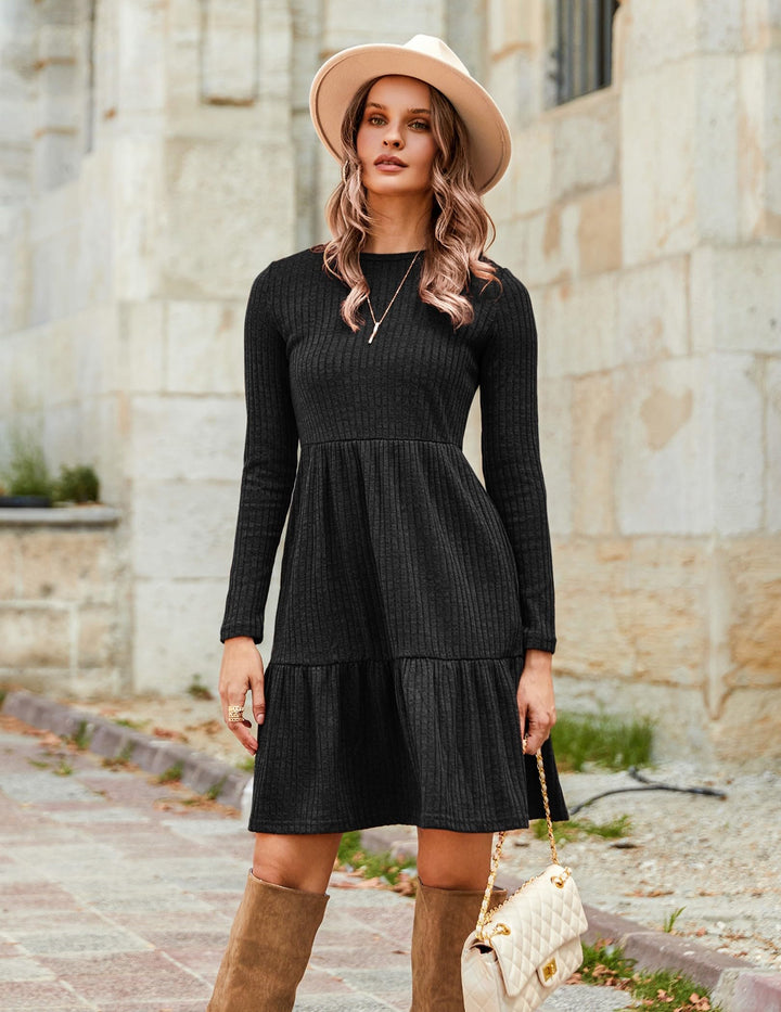 Lakelyn Vestito Donna Autunno – Maniche Lunghe, Collo Tondo & Tasche con Linea A Elegante