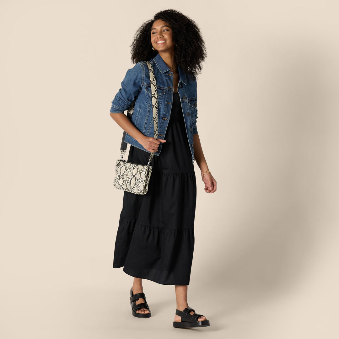 Delyth Maxikleid Damen – V-Ausschnitt, Verstellbare Träger & A-Linie mit Volants