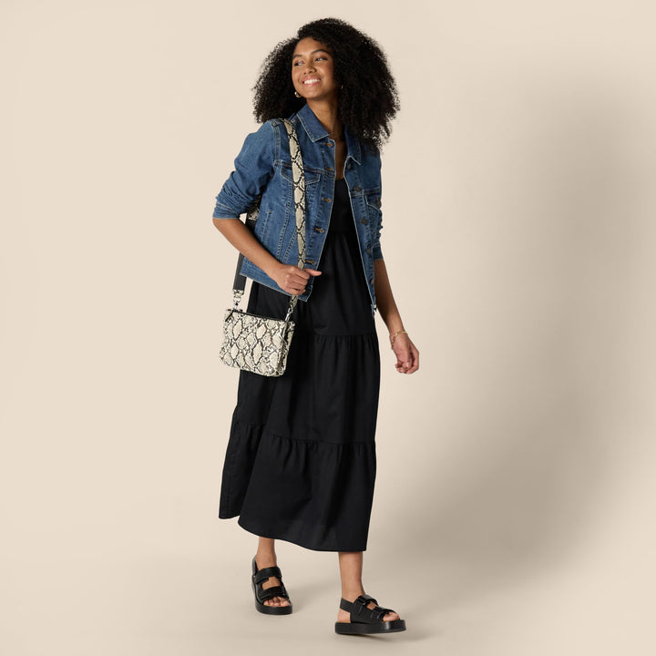 Delyth Maxikleid Damen – V-Ausschnitt, Verstellbare Träger & A-Linie mit Volants