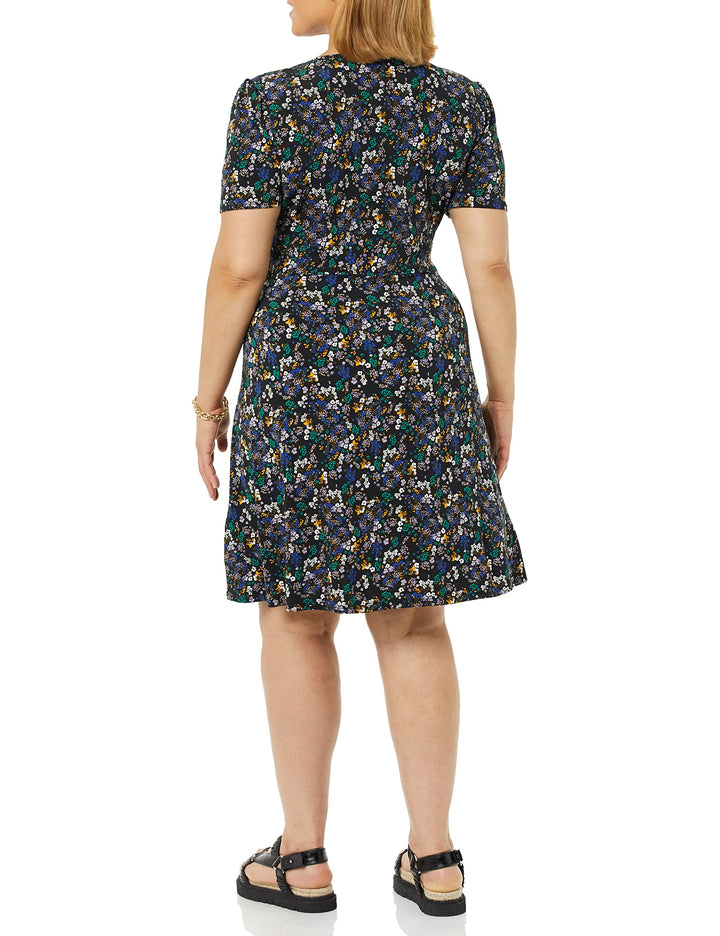 Novaria Vestito Donna Fit & Flare – Scollo a V, Jersey Elasticizzato & A-Line Floreale