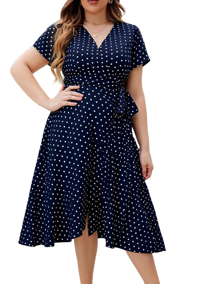 Valeria Maxi Kjole til Kvinder Curvy – Boho A-formet, Høj Talje & Korte Sommerærmer