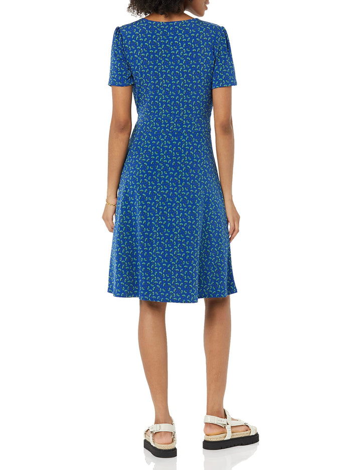 Novaria Vestito Donna Fit & Flare – Scollo a V, Jersey Elasticizzato & A-Line Floreale