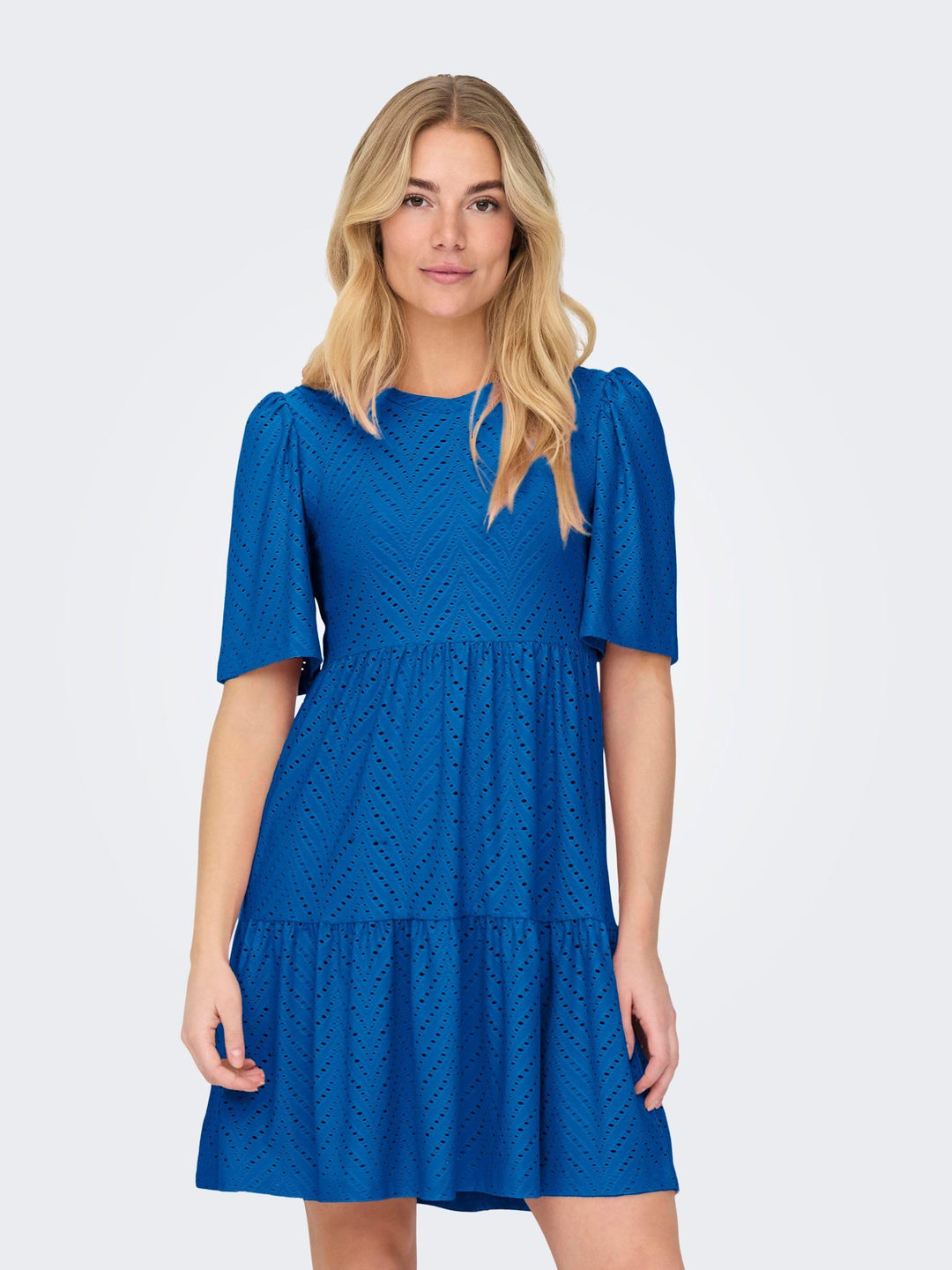 Althea Vestito Mini Donna – Maniche Corte, Motivo Traforato & A-Line Estivo