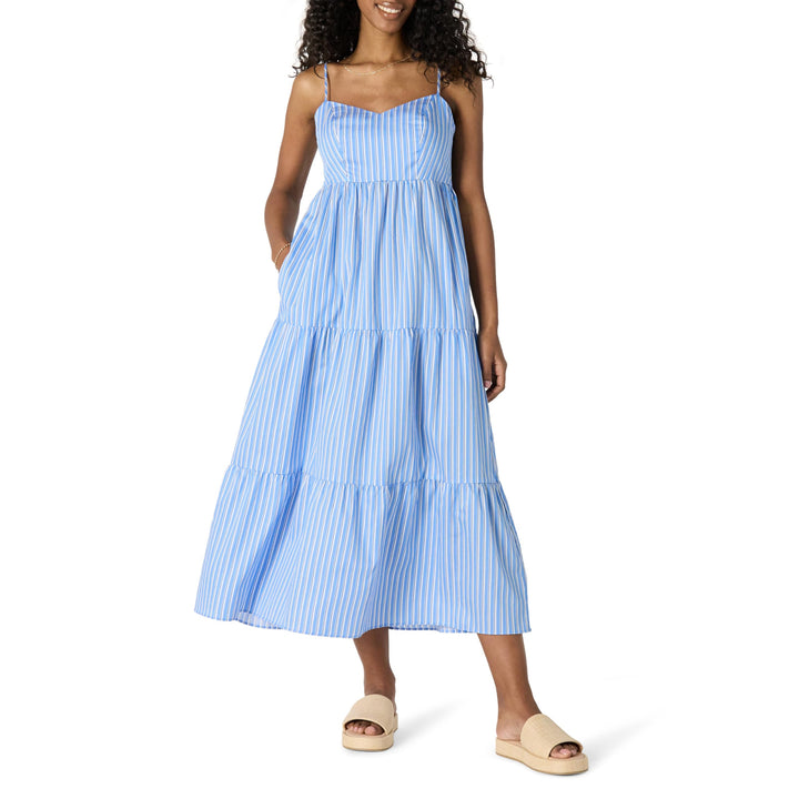Delyth Maxikleid Damen – V-Ausschnitt, Verstellbare Träger & A-Linie mit Volants