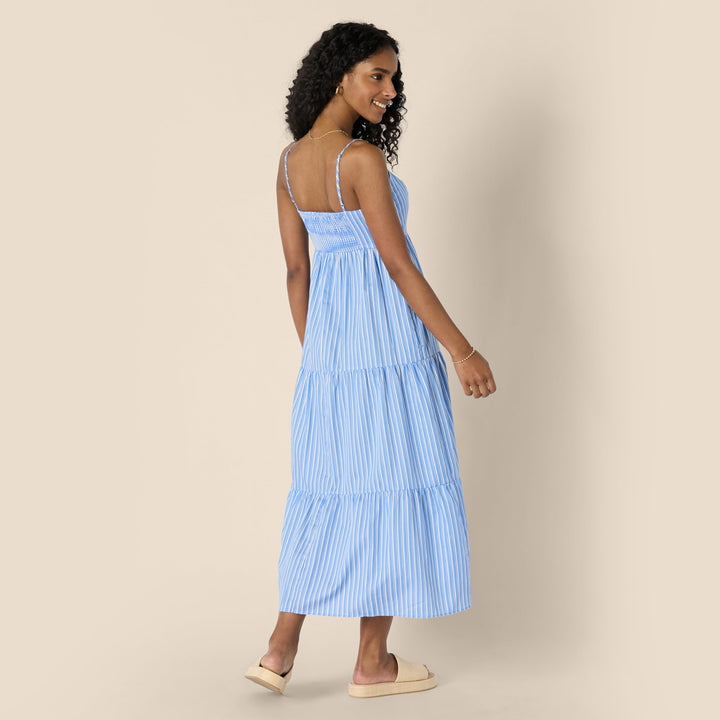 Delyth Maxikleid Damen – V-Ausschnitt, Verstellbare Träger & A-Linie mit Volants