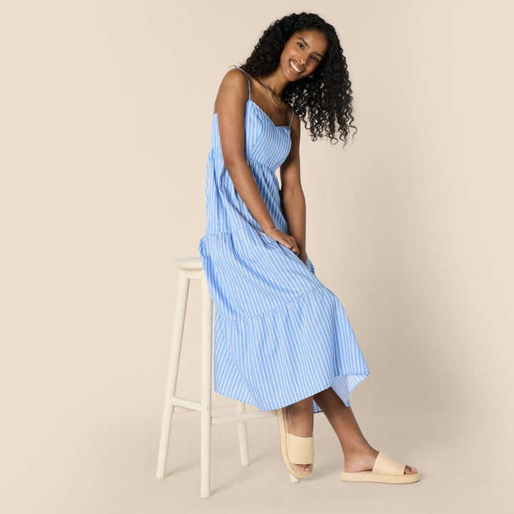 Delyth Maxikleid Damen – V-Ausschnitt, Verstellbare Träger & A-Linie mit Volants
