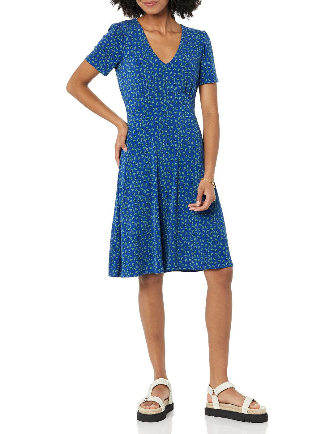 Novaria Vestito Donna Fit & Flare – Scollo a V, Jersey Elasticizzato & A-Line Floreale