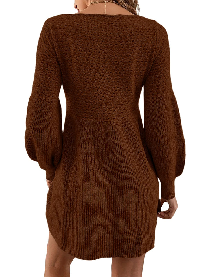 Scottie Vestito Maglia Donna – Maniche a Sbuffo, Vita Alta & Mini A-Line Elegante