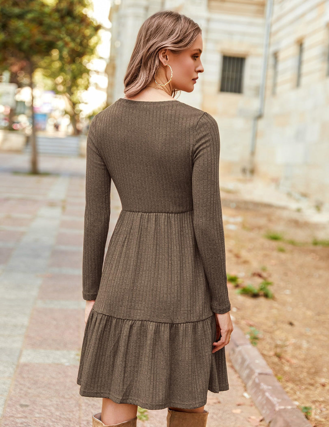 Lakelyn Vestito Donna Autunno – Maniche Lunghe, Collo Tondo & Tasche con Linea A Elegante