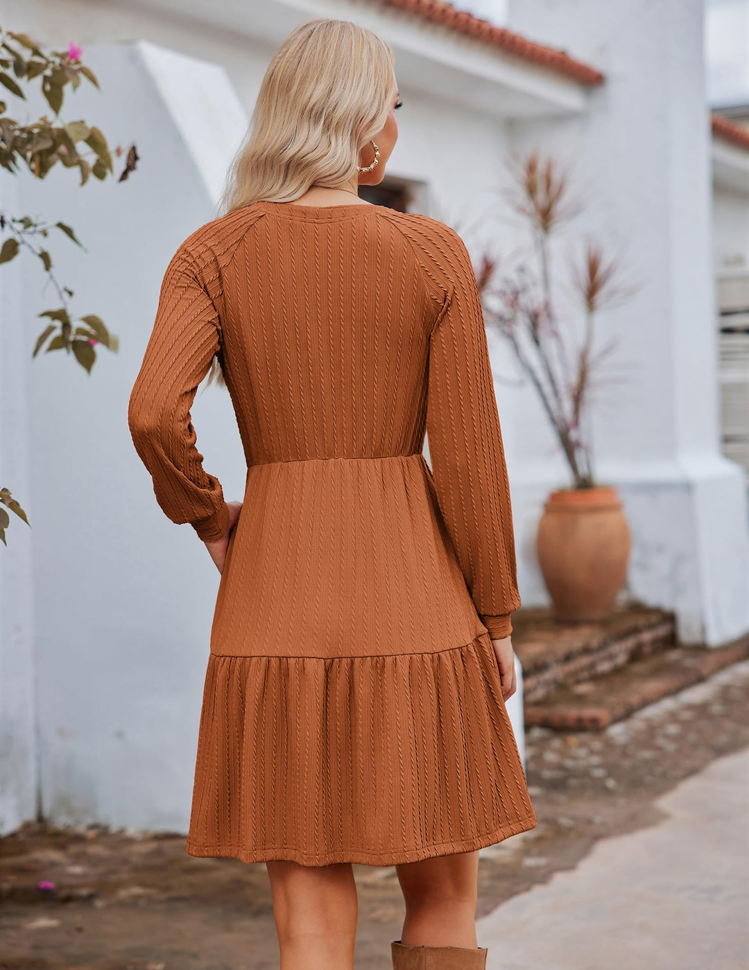 Zephyra Vestito in Maglia Donna – Scollo a V, Maniche Lunghe & A-Line con Tasche