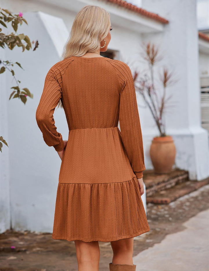 Zephyra Vestito in Maglia Donna – Scollo a V, Maniche Lunghe & A-Line con Tasche